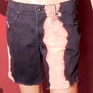 Custom bleached denim shorts